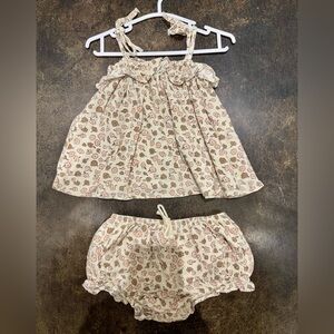 Rylee + Cru Beige and Pink Floral Kids Set